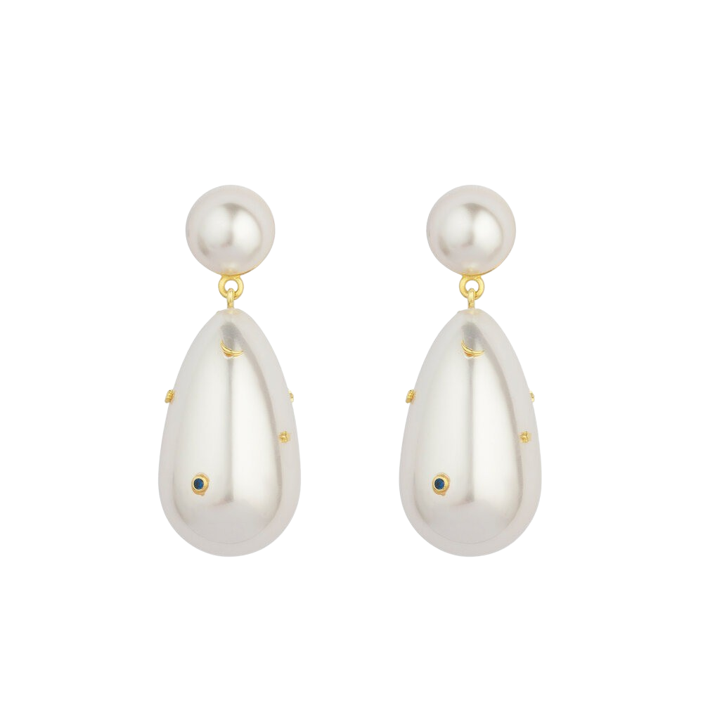 Drop øreringe - hvid